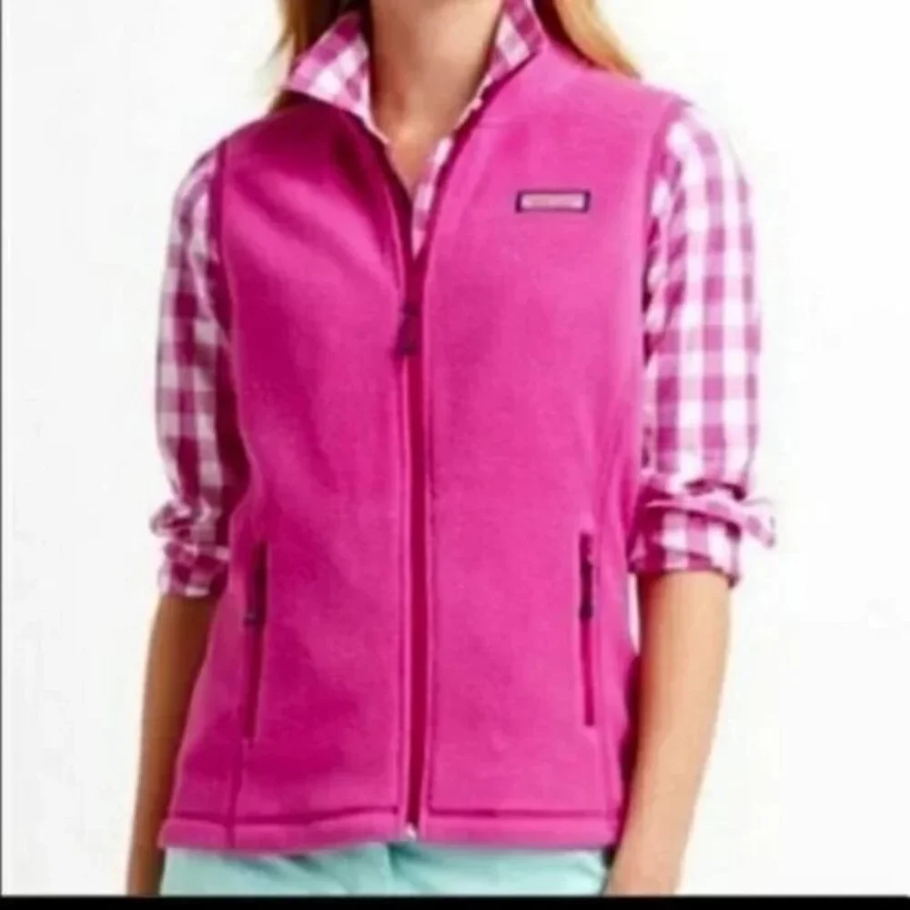 Vineyard Vines Westerly Pink Fleece Vest - Picture 1 of 8